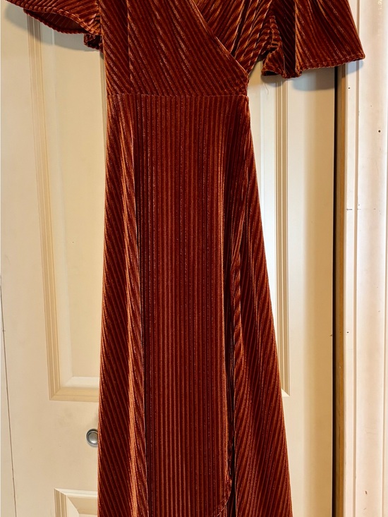 Simple Dresses & Skirts - Simple Burnt Orange Velvet Maxi Wrap Dress